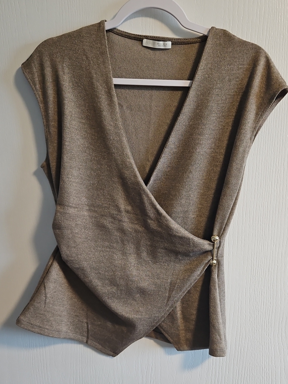 Zara Taupe Knit Top with Textured Stitch